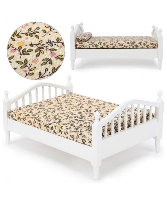 1:12 Scale Dollhouse Furniture Wooden Miniature Mini Bed Model Accessory Lovely Miniature Accessory Kids Pretend Toy Creative...