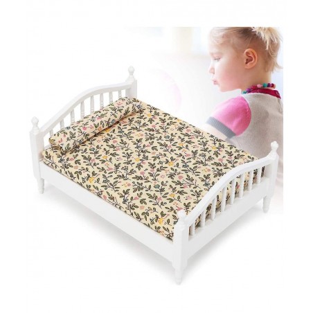 1:12 Scale Dollhouse Furniture Wooden Miniature Mini Bed Model Accessory Lovely Miniature Accessory Kids Pretend Toy Creative...