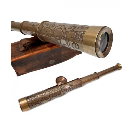 A Brass Nautical Handmade Retro Telescope Vintage Leather Box Pirate Movie Prop Designer Spyglass $64.88 Children's Optics
