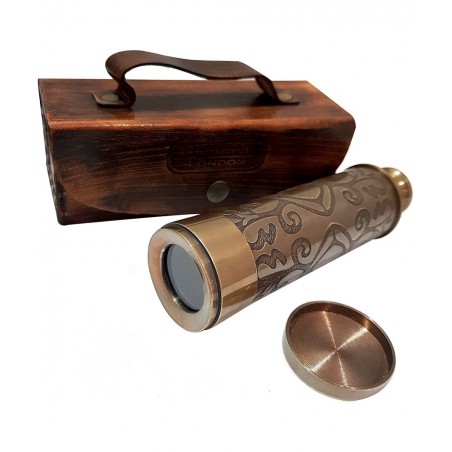 A Brass Nautical Handmade Retro Telescope Vintage Leather Box Pirate Movie Prop Designer Spyglass $64.88 Children's Optics