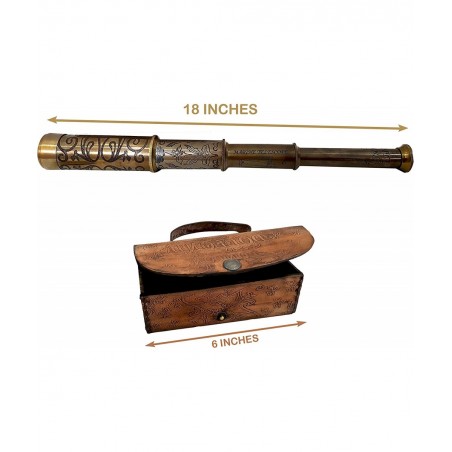 A Brass Nautical Handmade Retro Telescope Vintage Leather Box Pirate Movie Prop Designer Spyglass $64.88 Children's Optics