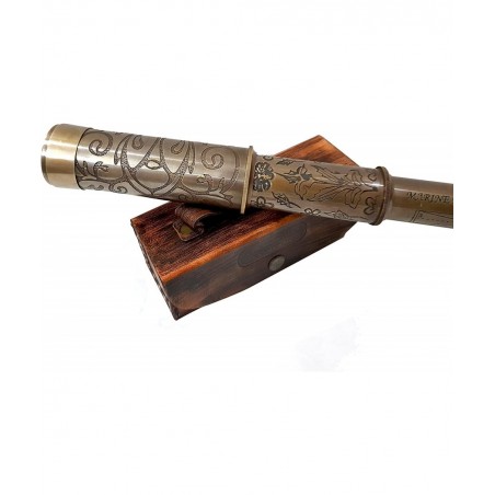 A Brass Nautical Handmade Retro Telescope Vintage Leather Box Pirate Movie Prop Designer Spyglass $64.88 Children's Optics