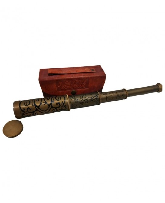 A Brass Nautical Handmade Retro Telescope Vintage Leather Box Pirate Movie Prop Designer Spyglass $64.88 Children's Optics