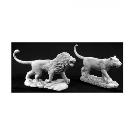 Miniatures Male & Female Lion 02776 Dark Heaven Legends Unpainted Metal $22.91 Miniature Novelty Toys