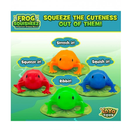 Frog Squisheez Squishy Stress Relief Balls (Set Of 4) | Stretchy Fidget Animal Shaped Toys For Boys Girls & Adults | Colorful...