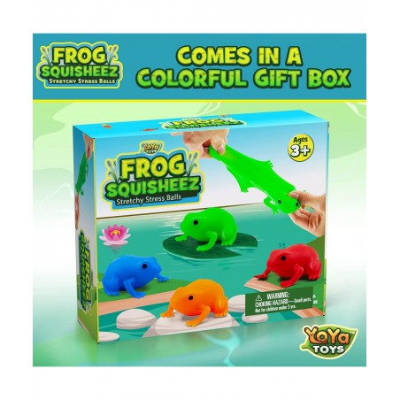 Frog Squisheez Squishy Stress Relief Balls (Set Of 4) | Stretchy Fidget Animal Shaped Toys For Boys Girls & Adults | Colorful...