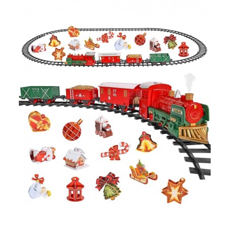 Christmas Train Set for Around/Under The Tree with Smoke Sounds Lights Tracks Electric Train Sets for Boys 4-7 Toy Train Set ...