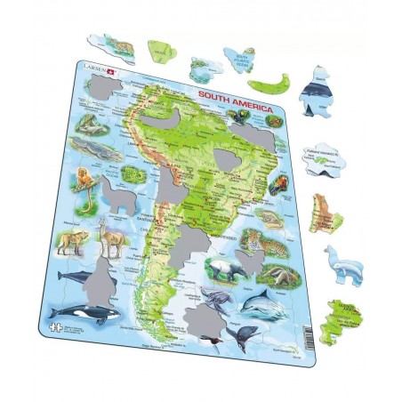 Puzzles South America Map with Animals 65 Piece Children's Educational Jigsaw Puzzle $21.47 Jigsaw Puzzles