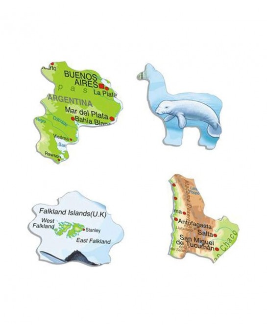 Puzzles South America Map with Animals 65 Piece Children's Educational Jigsaw Puzzle $21.47 Jigsaw Puzzles