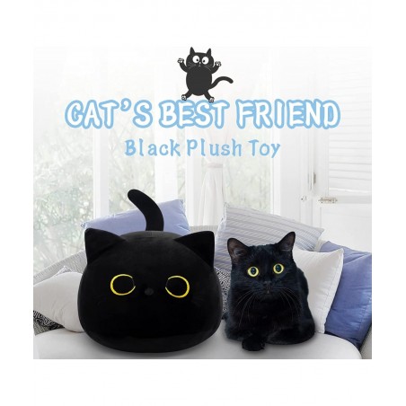 Black Cat Plush Pillow Toy - Black Cat Stuffed Animal Pillow - 16Inch Cute Black Cat Plushie Pillow - Big Soft Cat Stuffed Do...