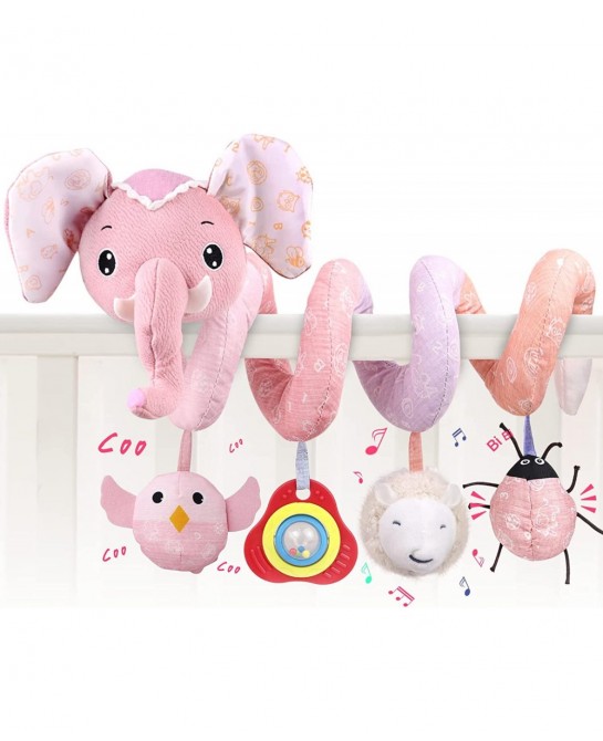 Baby Car Seat Toys Stroller Toys Crib Toys Infant Activity Spiral Plush Toys Hanging Stroller Toys for Baby Car Seat Stroller...