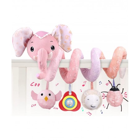 Baby Car Seat Toys Stroller Toys Crib Toys Infant Activity Spiral Plush Toys Hanging Stroller Toys for Baby Car Seat Stroller...