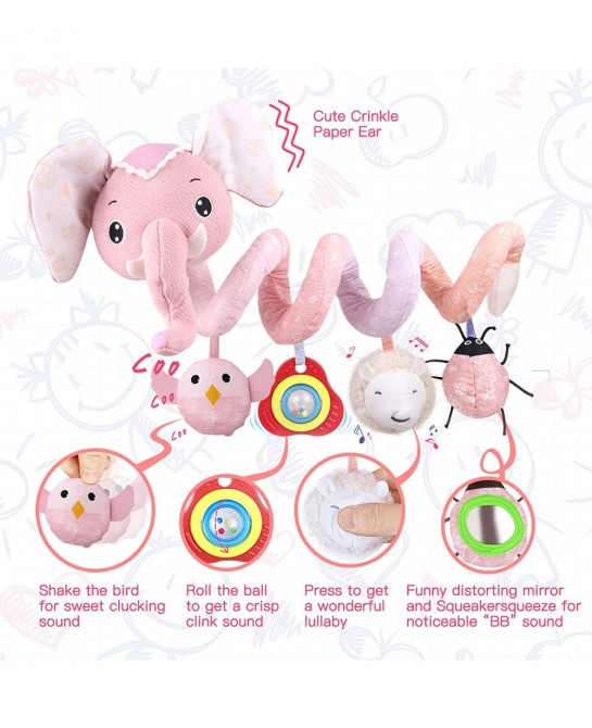 Baby Car Seat Toys Stroller Toys Crib Toys Infant Activity Spiral Plush Toys Hanging Stroller Toys for Baby Car Seat Stroller...