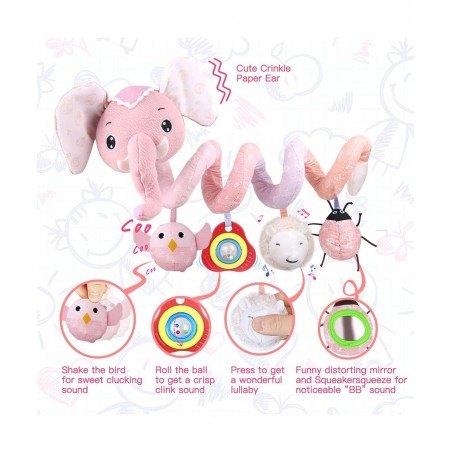 Baby Car Seat Toys Stroller Toys Crib Toys Infant Activity Spiral Plush Toys Hanging Stroller Toys for Baby Car Seat Stroller...