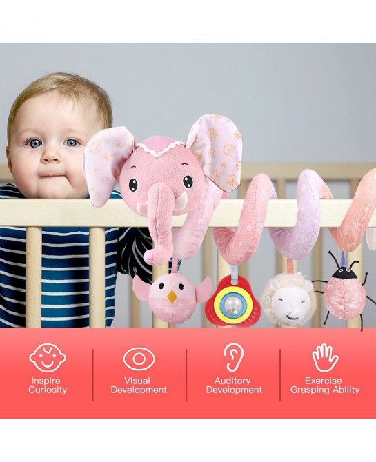 Baby Car Seat Toys Stroller Toys Crib Toys Infant Activity Spiral Plush Toys Hanging Stroller Toys for Baby Car Seat Stroller...
