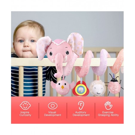 Baby Car Seat Toys Stroller Toys Crib Toys Infant Activity Spiral Plush Toys Hanging Stroller Toys for Baby Car Seat Stroller...
