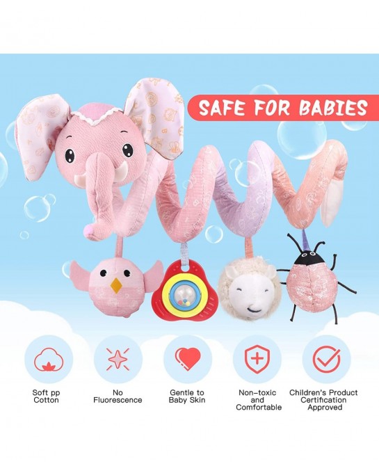 Baby Car Seat Toys Stroller Toys Crib Toys Infant Activity Spiral Plush Toys Hanging Stroller Toys for Baby Car Seat Stroller...