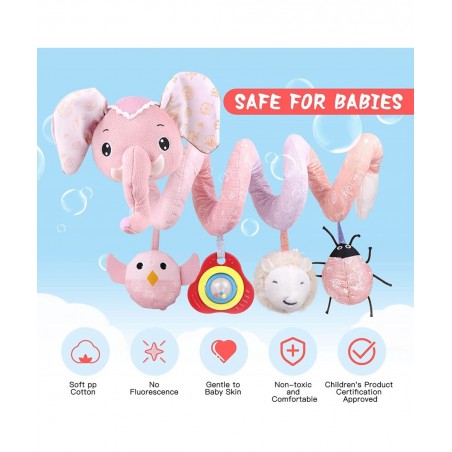 Baby Car Seat Toys Stroller Toys Crib Toys Infant Activity Spiral Plush Toys Hanging Stroller Toys for Baby Car Seat Stroller...