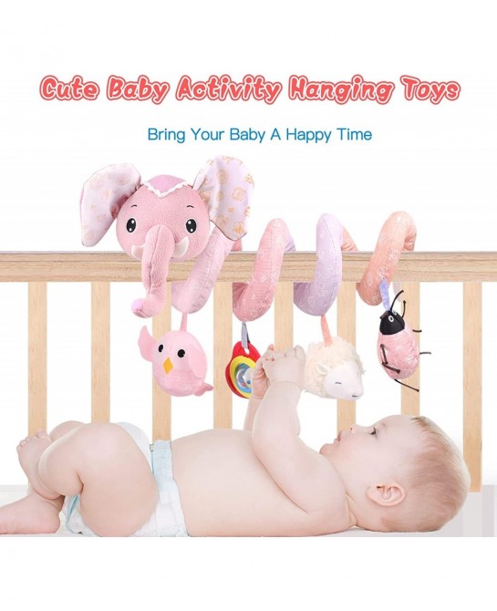 Baby Car Seat Toys Stroller Toys Crib Toys Infant Activity Spiral Plush Toys Hanging Stroller Toys for Baby Car Seat Stroller...