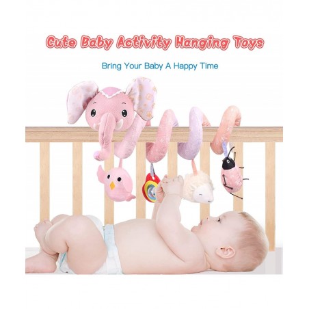 Baby Car Seat Toys Stroller Toys Crib Toys Infant Activity Spiral Plush Toys Hanging Stroller Toys for Baby Car Seat Stroller...