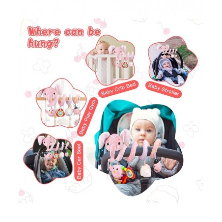 Baby Car Seat Toys Stroller Toys Crib Toys Infant Activity Spiral Plush Toys Hanging Stroller Toys for Baby Car Seat Stroller...