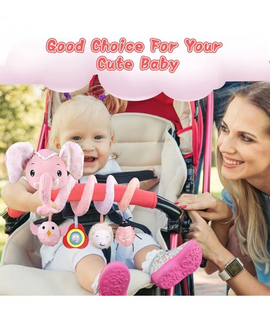 Baby Car Seat Toys Stroller Toys Crib Toys Infant Activity Spiral Plush Toys Hanging Stroller Toys for Baby Car Seat Stroller...