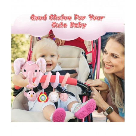 Baby Car Seat Toys Stroller Toys Crib Toys Infant Activity Spiral Plush Toys Hanging Stroller Toys for Baby Car Seat Stroller...
