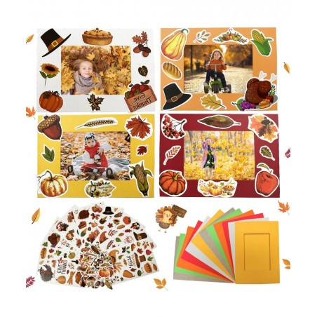 Nramoss DIY Fall Picture Craft Frame Kits for Kids 30 Packs Make Your Own Picture Frames Thanksgiving Crafts Classroom Game F...