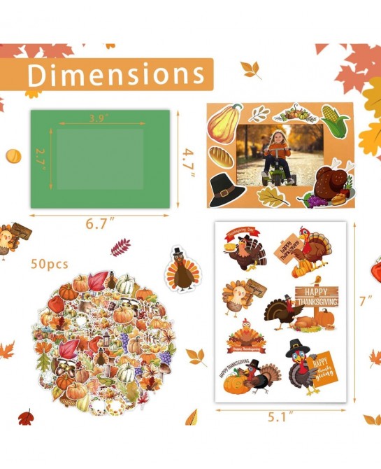 Nramoss DIY Fall Picture Craft Frame Kits for Kids 30 Packs Make Your Own Picture Frames Thanksgiving Crafts Classroom Game F...