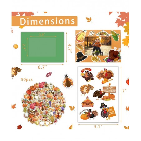 Nramoss DIY Fall Picture Craft Frame Kits for Kids 30 Packs Make Your Own Picture Frames Thanksgiving Crafts Classroom Game F...