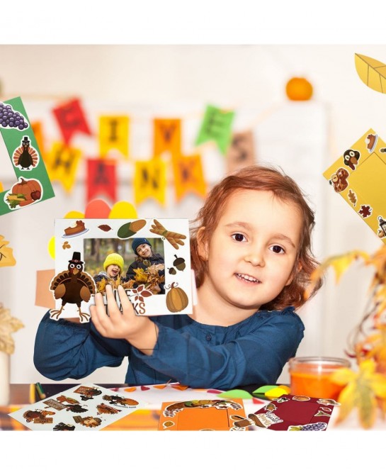 Nramoss DIY Fall Picture Craft Frame Kits for Kids 30 Packs Make Your Own Picture Frames Thanksgiving Crafts Classroom Game F...