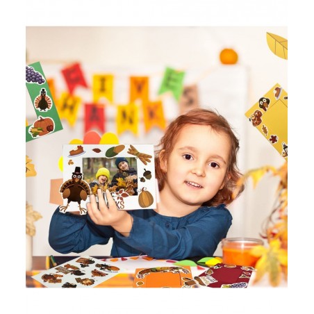 Nramoss DIY Fall Picture Craft Frame Kits for Kids 30 Packs Make Your Own Picture Frames Thanksgiving Crafts Classroom Game F...