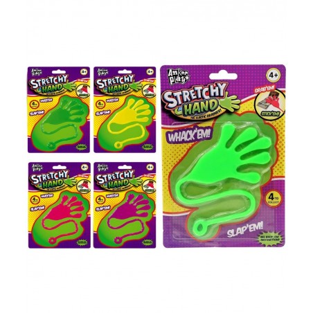 Jumbo Giant Sticky Hand for Kids Stretchy Snap Toys (Pack of 4). Great Sticky Hands Party Favors Birthday Toy Supplies Pinata...