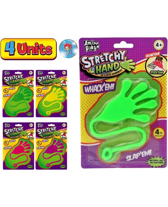 Jumbo Giant Sticky Hand for Kids Stretchy Snap Toys (Pack of 4). Great Sticky Hands Party Favors Birthday Toy Supplies Pinata...