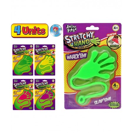 Jumbo Giant Sticky Hand for Kids Stretchy Snap Toys (Pack of 4). Great Sticky Hands Party Favors Birthday Toy Supplies Pinata...