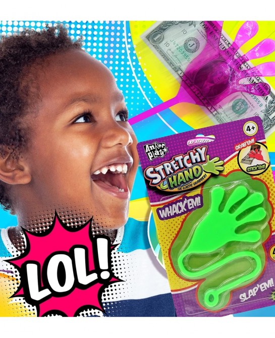 Jumbo Giant Sticky Hand for Kids Stretchy Snap Toys (Pack of 4). Great Sticky Hands Party Favors Birthday Toy Supplies Pinata...