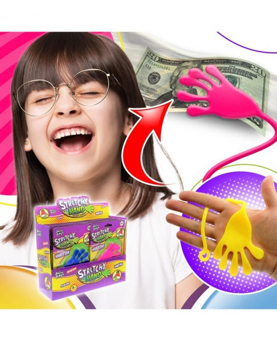 Jumbo Giant Sticky Hand for Kids Stretchy Snap Toys (Pack of 4). Great Sticky Hands Party Favors Birthday Toy Supplies Pinata...