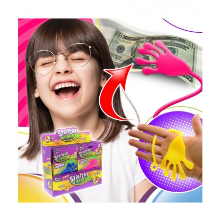 Jumbo Giant Sticky Hand for Kids Stretchy Snap Toys (Pack of 4). Great Sticky Hands Party Favors Birthday Toy Supplies Pinata...