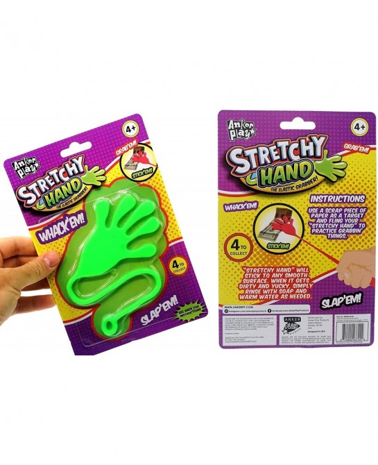 Jumbo Giant Sticky Hand for Kids Stretchy Snap Toys (Pack of 4). Great Sticky Hands Party Favors Birthday Toy Supplies Pinata...
