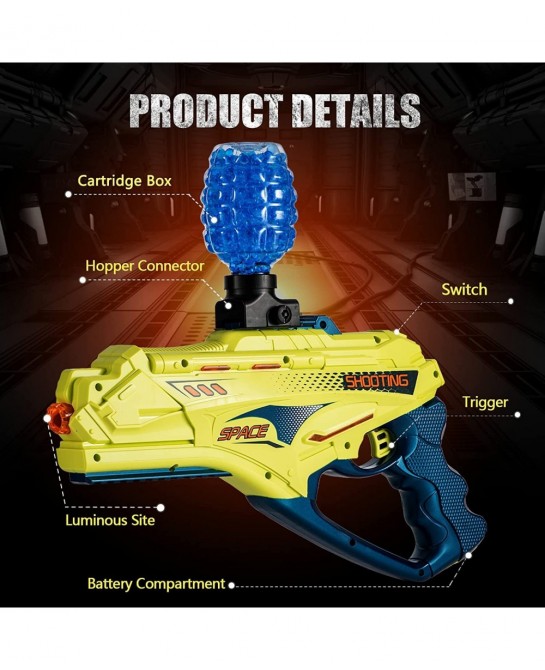 Gel Ball Blaster Gun Electric Splatter Ball Blaster Gel Gun Toy Pistol Splat Gun Automatic with 550000 Water Beads Outdoor Ga...