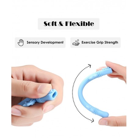 Hollow Teething Tubes with Safety Shield Silicone Teether Toy for Babies 3-18 Months BPA Free/ Freezable Toddler Baby teether...