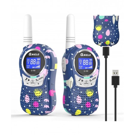 Walkie Talkies for Kids Rechargeable with Li-ion Battey Long Range Kids Walkie Talkies 2 Pack Toys Walkie Talkie for Girls Bo...
