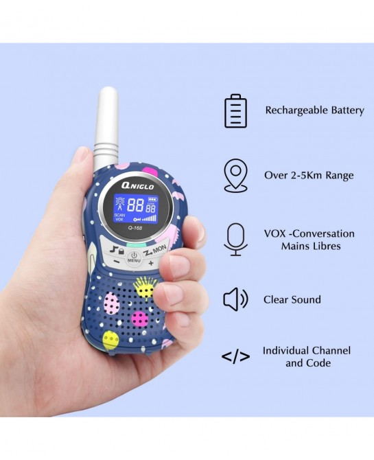 Walkie Talkies for Kids Rechargeable with Li-ion Battey Long Range Kids Walkie Talkies 2 Pack Toys Walkie Talkie for Girls Bo...