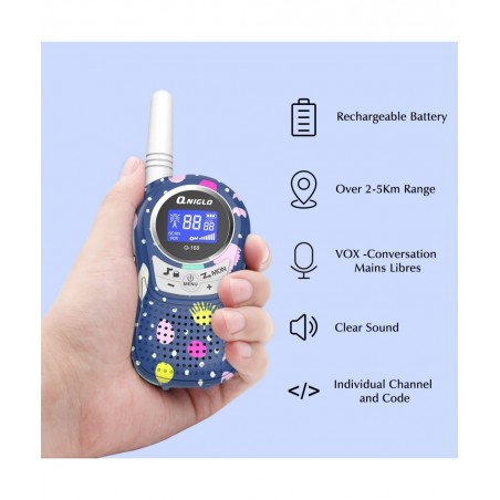 Walkie Talkies for Kids Rechargeable with Li-ion Battey Long Range Kids Walkie Talkies 2 Pack Toys Walkie Talkie for Girls Bo...