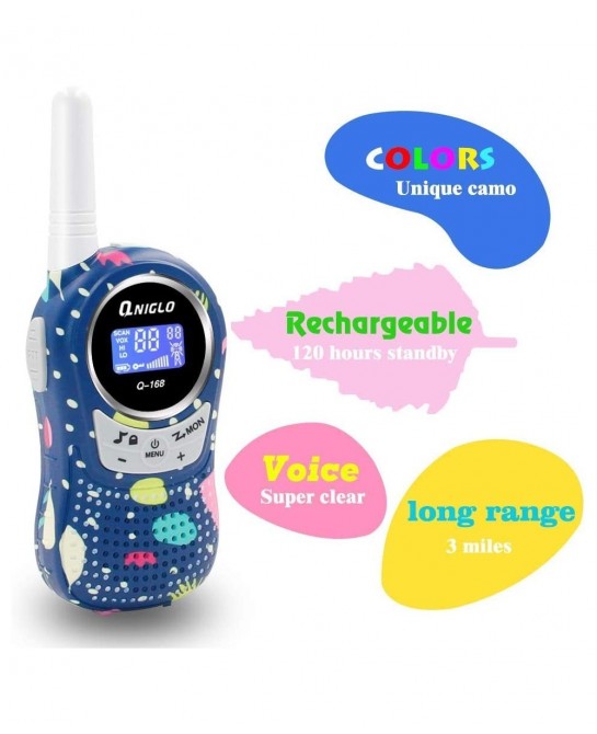 Walkie Talkies for Kids Rechargeable with Li-ion Battey Long Range Kids Walkie Talkies 2 Pack Toys Walkie Talkie for Girls Bo...