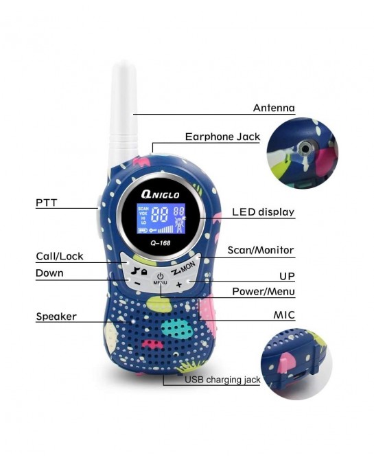 Walkie Talkies for Kids Rechargeable with Li-ion Battey Long Range Kids Walkie Talkies 2 Pack Toys Walkie Talkie for Girls Bo...