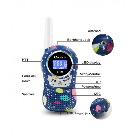 Walkie Talkies for Kids Rechargeable with Li-ion Battey Long Range Kids Walkie Talkies 2 Pack Toys Walkie Talkie for Girls Bo...