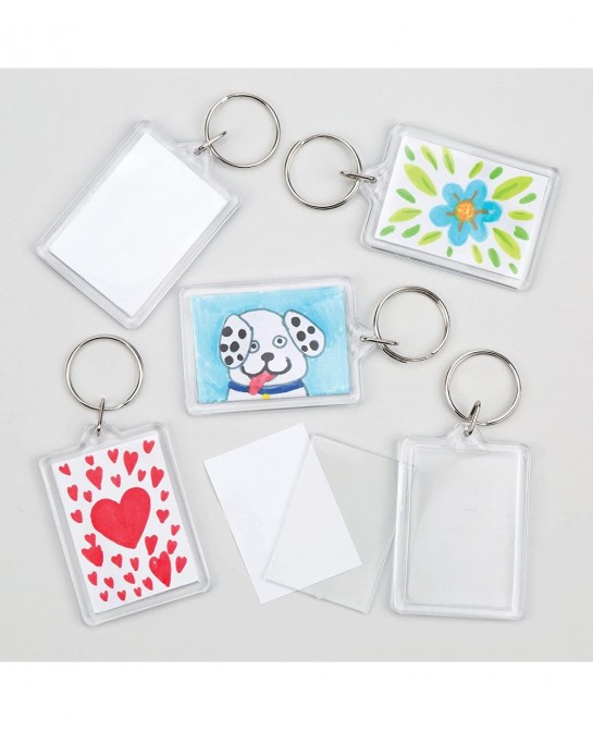 Baker Ross-E4572 Make Your Own Keyring Kit (Pack of 8) For Kids To Assemble And Attach To Key Rings And Bags 8-pk White $16.0...