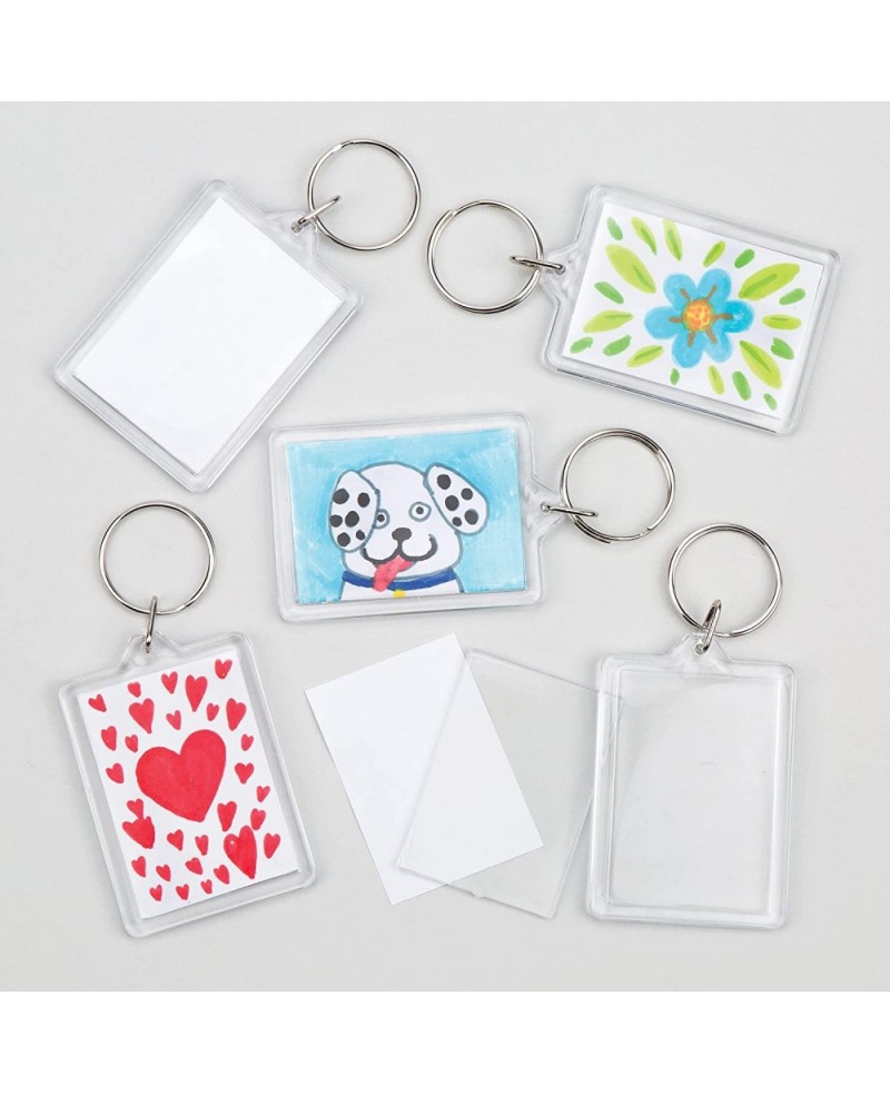 Baker Ross-E4572 Make Your Own Keyring Kit (Pack of 8) For Kids To Assemble And Attach To Key Rings And Bags 8-pk White $16.0...