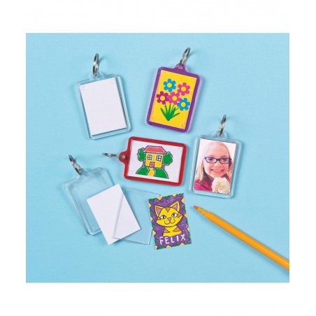 Baker Ross-E4572 Make Your Own Keyring Kit (Pack of 8) For Kids To Assemble And Attach To Key Rings And Bags 8-pk White $16.0...